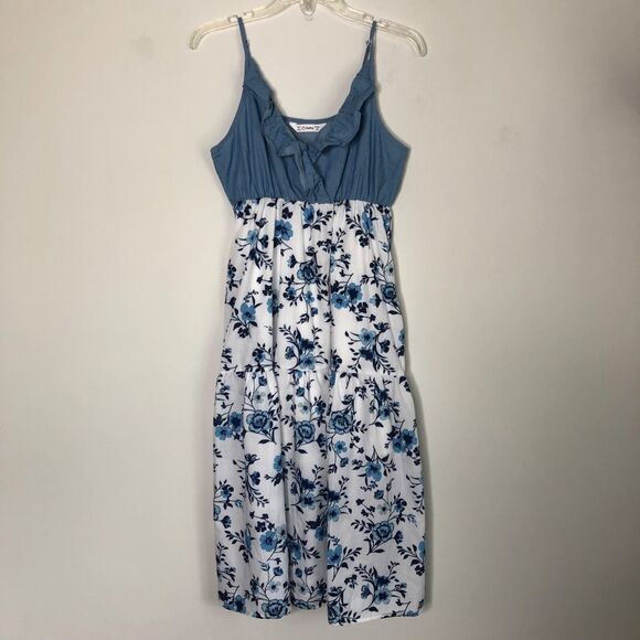 PatPat Wms Med Blue Ruffled Tiered Floral Midi Sundress Cottagecore Casual - Picture 12 of 12
